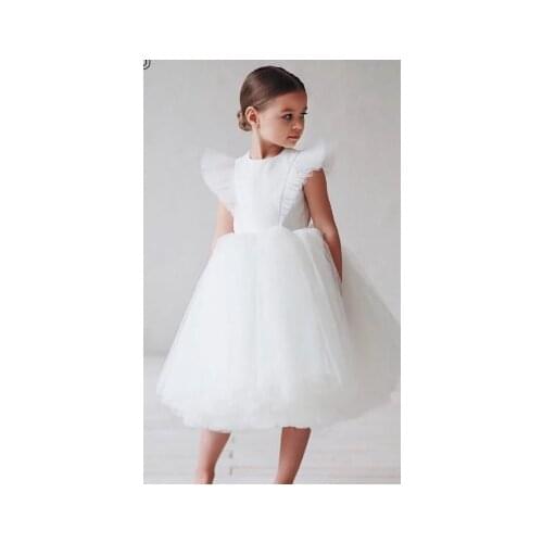 2021 summer New Girls Princess Flower Dress kid Dresses for Weddings Fluffy Tulle Baby Party Dress Birthday Evening Dress