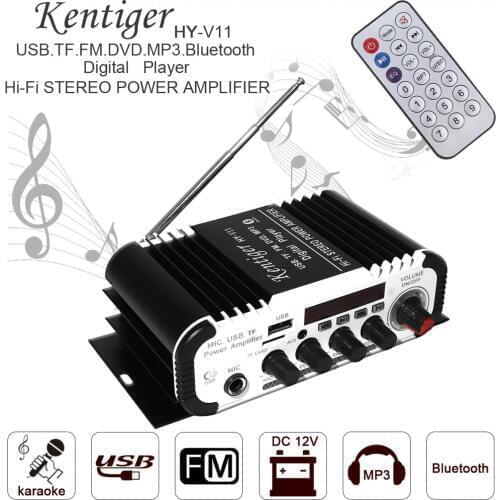 2CH HI-FI Bluetooth Car Audio Power Amplifier DC12V 5A Universal Auto FM Radio Player Support SD / USB / DVD / MP3 Input