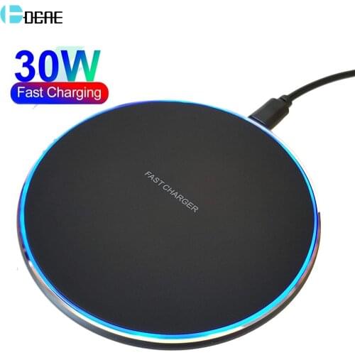 30W Qi Wireless Charger Dock for Samsung S21 S20 S10 Note 10 20 iPhone 12 11 Pro Max XS XR X 8 USB C Induction Fast Charging Pad