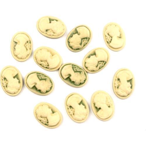 50Pcs Green Resin Oval Girl Decoration Crafts Flatback Cabochon Embellishments For Scrapbooking Beads Diy Accessories 13x18mm