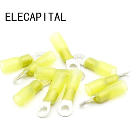 50pcs RV5.5-5 Yellow Ring Insulated Wire Connector Crimp Terminal Cable Connector waterproof Thermal shrinkable terminal