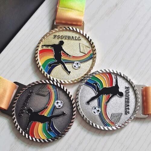 6.8CM Color New Metal Medal Match Medals Badges Souvenirs Football Sports Gold Medal with good ribbon School sports Metal