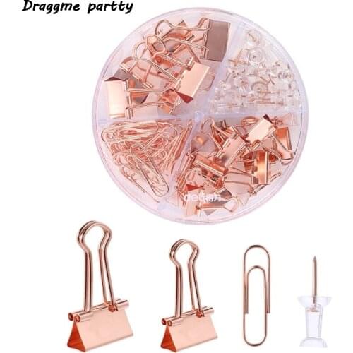 72 Pcs Multifunctional Combination Push Pins Paper Clips Thumbtack Stationery Metal Clear Binder Clips Set School Office Supply