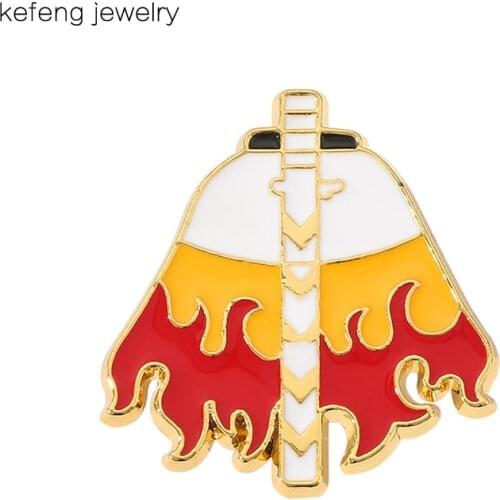 Anime Creative Metal Brooch Demon Slayer Sophie Fire Flame Enamel Pin Brooch Fans Collection Gift