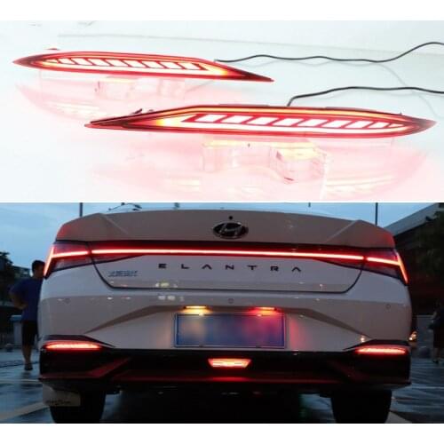 Car LED Bar Lights For Hyundai Elantra 2021 2022 3 in 1 Functions Rear Brake Parking Turn Signal Stop Warning Bumper Reflector