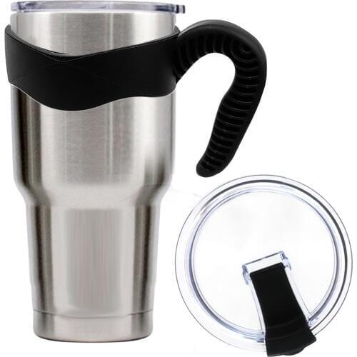 Behogar 1PCS Anti-slip Cup Handle 1PCS Seal Leakproof Spill Proof Lid Set for 10oz 20oz Yeti Tumblers Rambler Cup Accessories