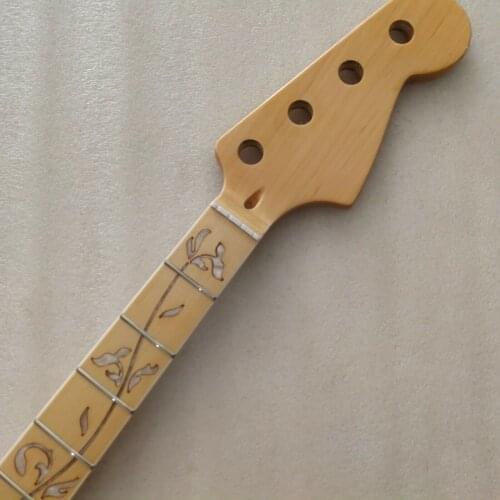Gloss Maple 20 Fret For Electric P Bass Guitar Neck 4 string mple finigerboard vine inlay