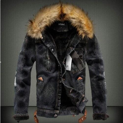 Brand Mens Denim Jacket 2018 New Winter Warm Thick Denim Jackets Outerwear Mens Denim Coat Clothing