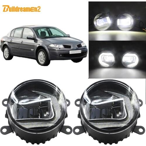 Buildreamen2 For Renault Megane 2 3 2002-2015 Car LED Projector Fog Light + Daytime Running Lamp DRL White 12V Accessories