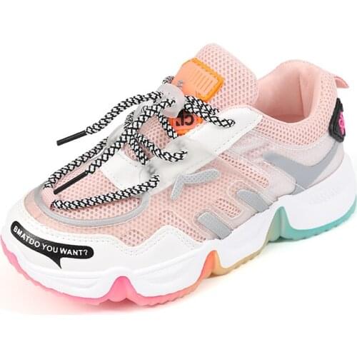 Children Shoes For Girls Sneakers Boys Casual Shoes Kids Sneakers Lace-up Running Footwear Rainbow New chaussure enfant fille