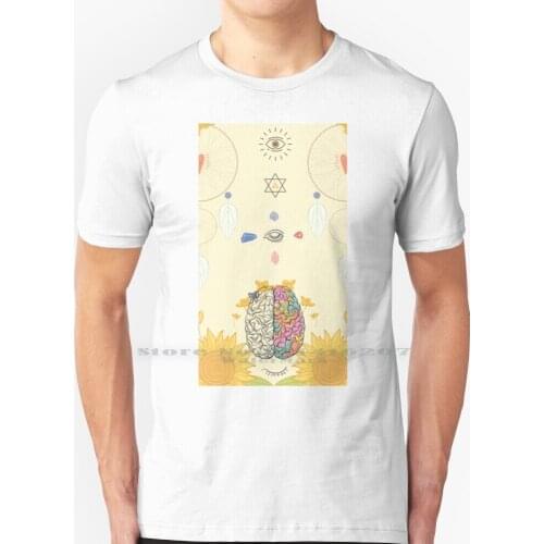 Mind T Shirt 100% Pure Cotton Esoteric Namaste Holistic Eye Truth Witch New Age New Wave Desing Brain Color Flowers Nature