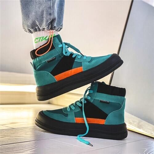 High Top Thick bottom Mens Sneakers Outdoor Breathable Mens Casual Shoes Fashion Comfortable Leisure shoes Lace-up Flats Shoes