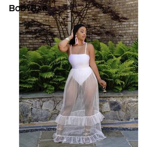 Summer Beach Bikini Cover Ups Mesh Dress For Ladies Sling Swimsuit Maxi Skirts Sexy Bathing Suit Female Swimming Sets Beachwears