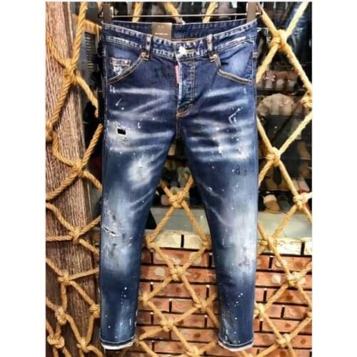 Men DSQ2 Jeans Pencil Pants Motorcycle Party Casual Trousers Street Clothing 2021 Denim Man Clothin 9602