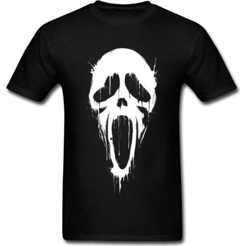 Scream Skull Face Print Black White Men T Shirt Art Design Short Sleeve Shirts Male Cotton Custom Tops & Tees