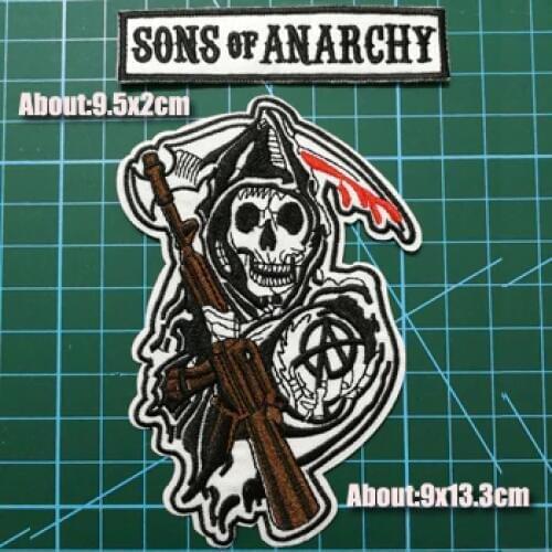 Newest Sons of biker patches for Vest clothing of Anarchy patches badges sticker iron on applique embroidered motorcycle patch