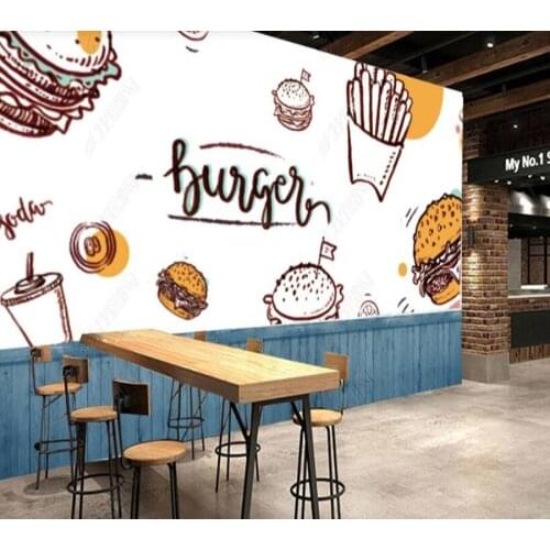 Papel de parede Western fast food burger 3d wallpaper,living room tv wall bedroom wall papers home decor bar cafe mural