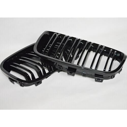 For BMW 1 Series 2004-2017 E81 E87 E82 E88 F20 One Pair ABS 1 Line 2 Lines Glossy Black Front Racing Grill Kidney Grill Grille