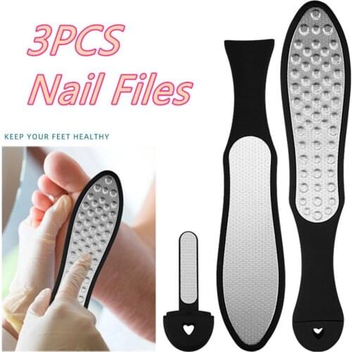 Nail File 3PCS Manicure Professional Nail Files Stainless Steel Foot File Nail Buffer Nail File for Pedicure Nail Polish Remover