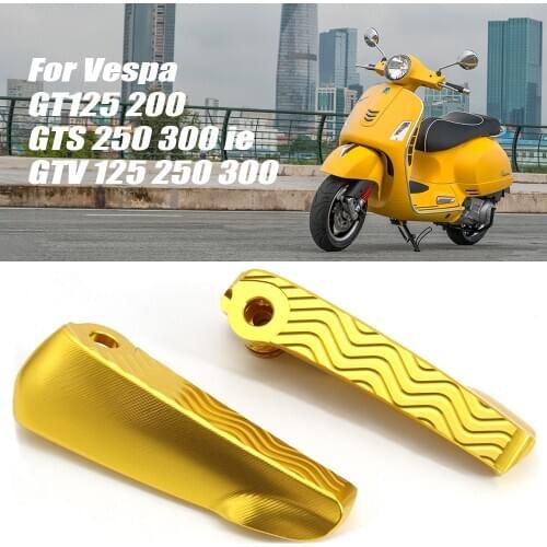 For Vespa GT GTS GTV 125 200 250 300 300ie Motorcycle Rear Passenger Foot Pegs Mount Black Pedal Extended Footpegs