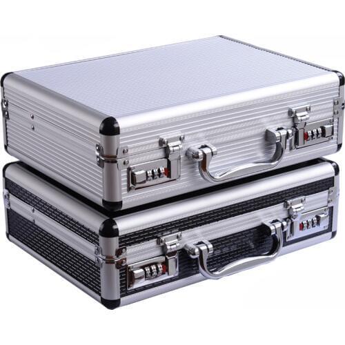 Portable password toolbox multi-function Suitcase storage case aluminum alloy Safety instrument equipment case with sponge