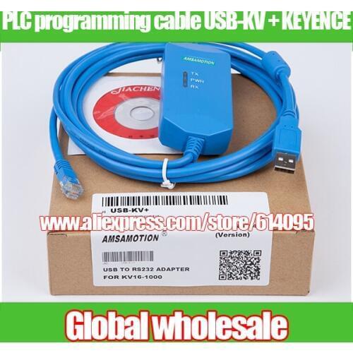 1pcs PLC programming cable USB-KV + KEYENCE / KV series PLC compatible download cable data lines to support WIN7