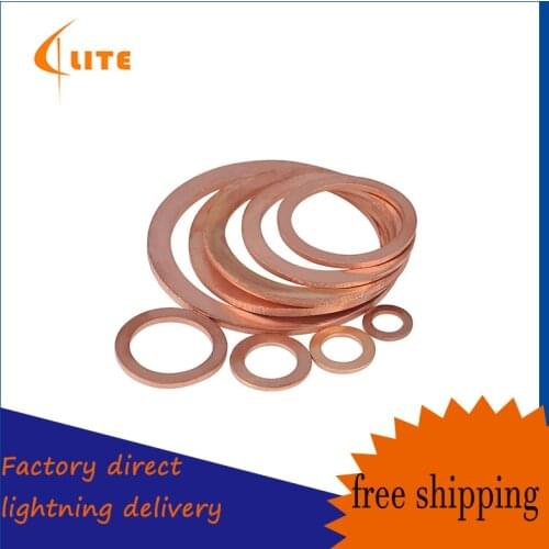 Red copper gasket sealing gasket for marine watch 1-1.5-2mm thick flat gasket inner diameter M5-M6-M8-M10 to M48 10PCS