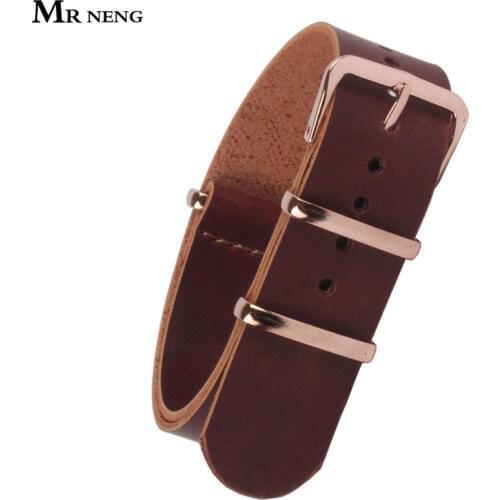 MR NENG 18 20 mm 22mm NATO Brown Resin PU Leather Watchbands Men Women Casual Watches Straps Leather Wristwatch Band 18mm Belts