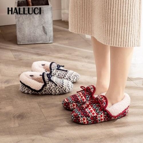 Christmas keep warm cotton slippers shoes women indoor home flats slippers candy Color rubber sole house shoes women
