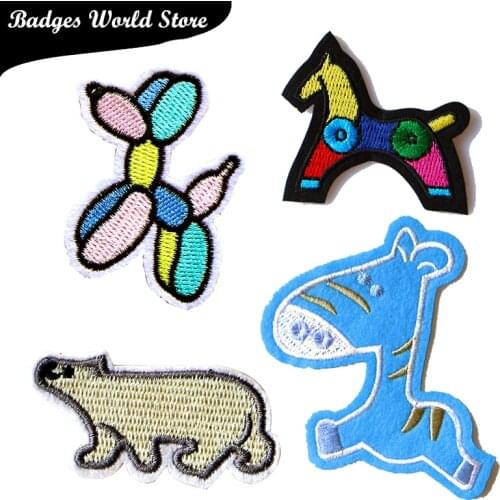 Cute Balloon dog Polar bear Trojan Horse Anime Icon Embroidered Applique Patches for Clothing DIY Iron on Badge on the Backpack