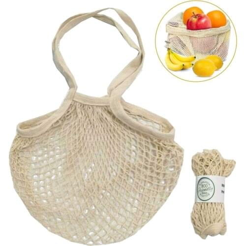 Cotton Mesh Shopping Bag Reusable Foldable Fruit Storage Handbag Tote Women Shopping Mesh Net Woven Pack Shop Grocery Bags