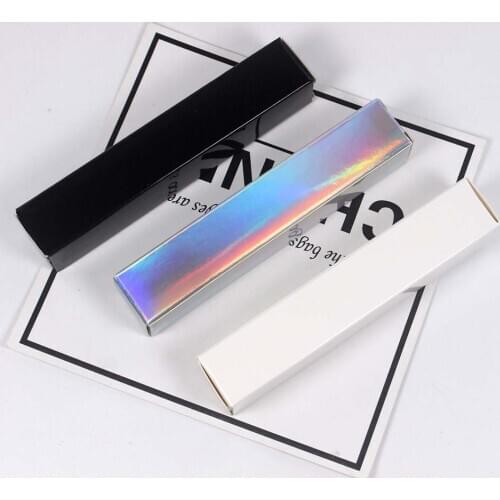 Lip Gloss Tube Paper Box 20*20*110mm Holographic Silver/black/white Packing for Cosmetics Container Customizable Logo