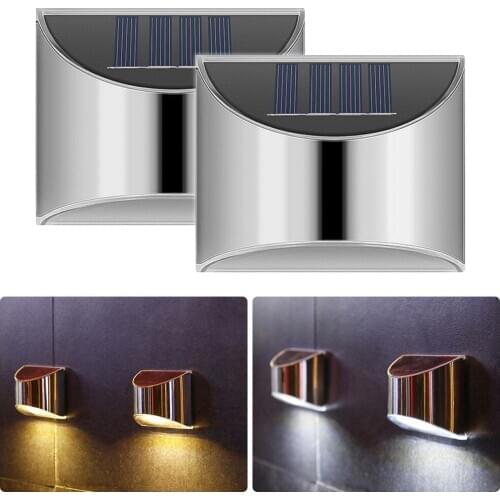 2Pcs LED Solar Light Outdoor Lamp IP44 Waterproof Wall Light For Garden Yard Path Decor PVC Projection Lampshade Lamp