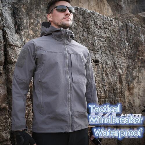 Outdoor Waterproof Warm Soft Shell Hooded Coat Windbreaker Men Climbing Riding Army Training Windproof Military Tactical Jacket