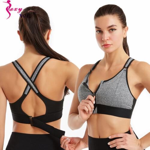 SEXYWG Plus Size Sports Bra for Women Gym Yoga Fitness Crop Tops High Impact Push Up Solid Cross Sportwear Workout Gym Lingerie