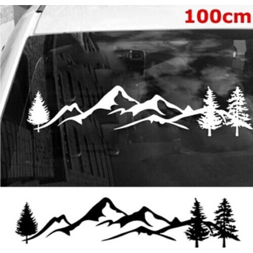 100cm Black/White Tree Mountain Car Decor PET Forest Sticker Auto Decal For SUV RV Camper Offroad Car Styling