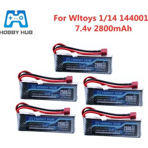 144001 Car 2s 7.4V 2800mAh Upgraded Lipo Battery T Plug For Wltoys 1/14 144001 RC Car Boat Lipo Battery Parts Upgraded