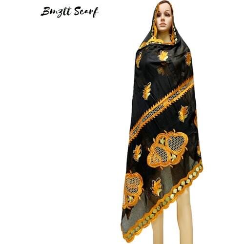2020 African ladies new scarf style headscarf, hollow mesh embroidered scarf shawl, fashionable scarf large size BF-148