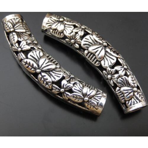 3Pieces Zinc Alloy Antique Jewelry Hollow Butterfly Carved Arc Pipe Tube Shape Connectors Jewelry Handmade Crafts Findings