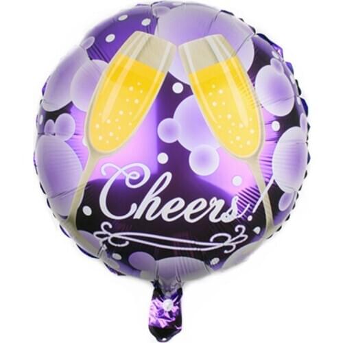 5 pcs 18 Inch Cartoon Aluminum Foil Round Purple Wine Glass Balloon Wedding Birthday Party Decoration Balloon