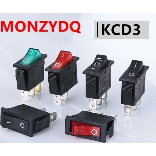 5 pcs KCD3 Rocker Switch ON-OFF 2 Position 3 Pin Electrical equipment With Light Power Switch 16A 250VAC/ 20A 35mm*31mm*14mm