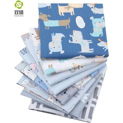 8pcs/Lot,Gray Cartoon Geometric Series,Printed Twill Cotton Fabric,Patchwork Cloth For DIY Sewing Quilting Baby&Child Material