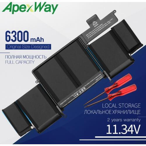ApexWay A1493 laptop battery for Apple MacBook Pro 13 "Retina A1502 Late 2013 Mid 2014 year laptop, replacement: A1493 battery