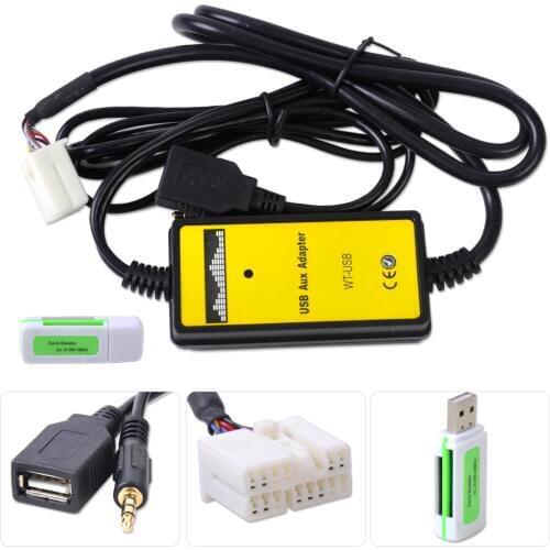DWCX Car AUX Input MP3 Player CD Interface Adapter Changer USB Cable + Car Reader for Honda Accord Civic CRV Odyssey S2000
