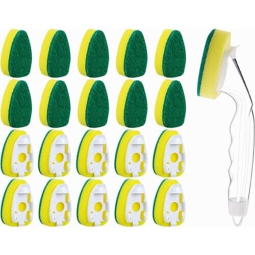 Dish Wand Refills Replacement Sponge Heads Scouring Scrubber Pads Heavy Duty Dish Wand Sponge for Kitchen Sink Cleanin