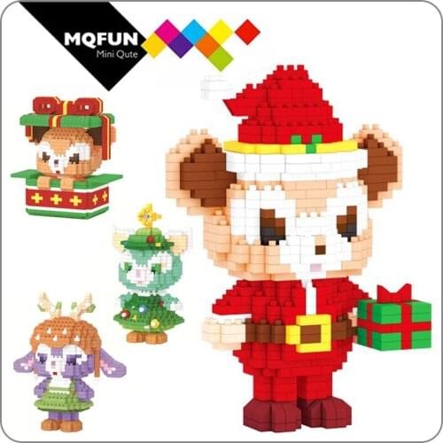 BOYU cartoon Merry Christmas rabbit Santa Claus Elk DIY Model Building Blocks bricks Gift educational Toys for Children Xmas