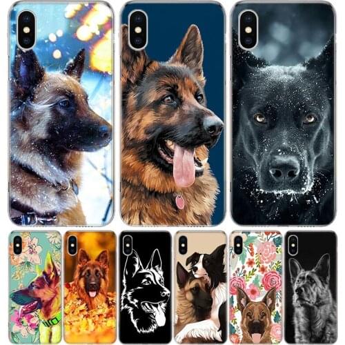 German Shepherd Dog Case For iPhone 12 11 Pro 7 6 X 8 6S Plus XS MAX + XR 5S SE 10 Ten Art TPU Cover Phone Coque Capa Shell