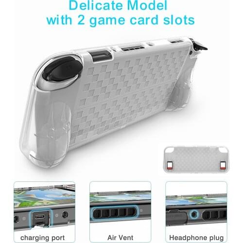 Switch OLED TPU Case Ergonomic Grip Protective Cover Shell Skin For Nintendo Switch OLED 2021 Shock-Absorption 2pcs Card Slots