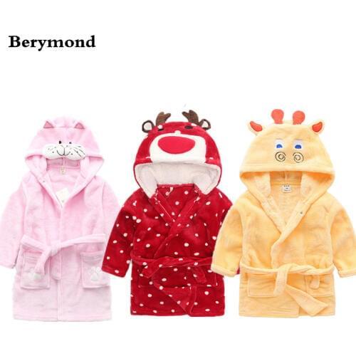 Children Robes Baby Girls Boys Velvet Bath Robes Pajamas Kids Coral Material Bath Coat Pajamas Dress Children Bathing Robes