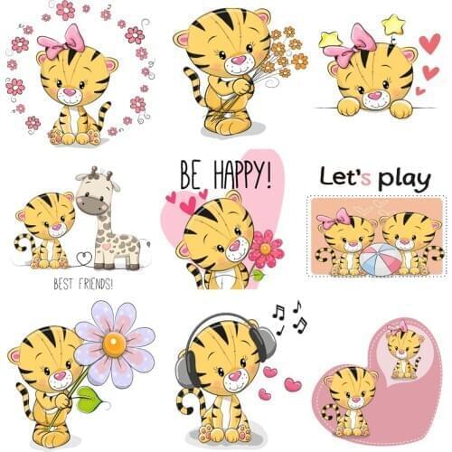 Iron on Transfer for Clothing Thermoadhesive Patches Diy Cute Tiger Thermo-stickers for Children Patch Fusible Vinyl Stripes I